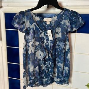 NWT Loft Blue Floral Top - XSP